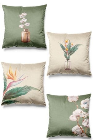 Set of 4 Suede Throw Pillow Covers with Double Sided Printed Star Lily Pattern - Pilloveland