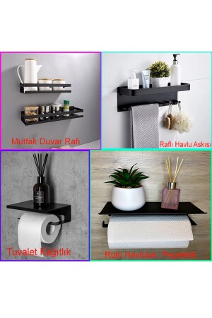 Set of 4 Towel Rack Set Shelf Organizer Shampoo Holder Set Paper Towel Rack 4 Piece Set-1 - ATAK İKLİMLENDİRME