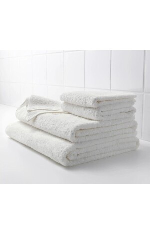Set of 4 White Bath Towels and Hand and Face Towels - S&R