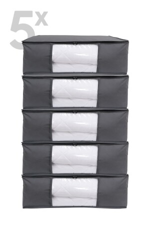Set of 5 Plinth Organizer with Window Large Storage Bag Anthracite Gray 70x50x25 Cm VDSYBAD70S5G - Vedsey Home Organizer