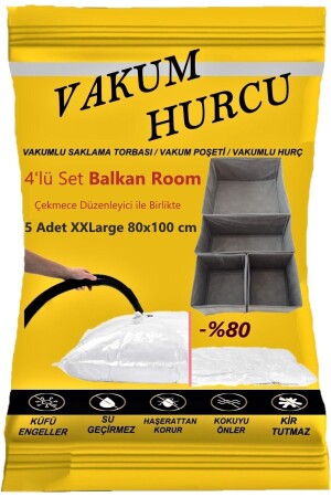 Set of 5 Xxlarge 80x100 Cm Vacuum Bag - Vacuum Bag - - Vakum Hurcu