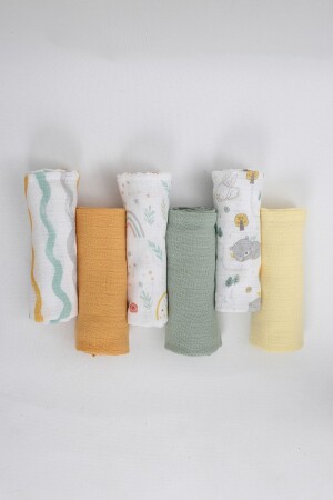 Set of 6 100% Cotton Multi-Purpose Muslin Cloths, Covers and Blankets with 3 Different Colors and 3 Different Patterns ZTC100 - LUCKKA