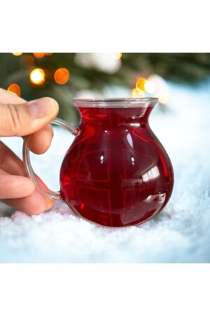 Set of 6 Arbitrary Ala Borosilicate Glass Tea Cups with Handle 220ml Glass - Yzhome