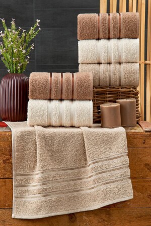 Set of 6 Brown 50 x 85 Towels - Rasersa