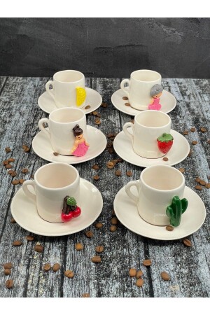 Set of 6 Ceramic Figured Coffee Cups Set yz. figured - YzHome