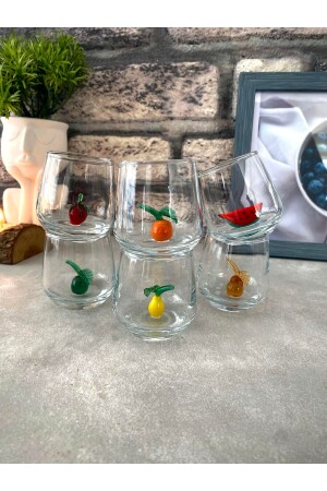 Set of 6 Coffee and Soft Drink Glasses with Fruit Figures 933-6 - ALDEMO