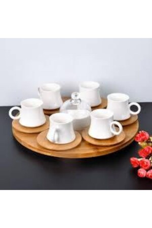 Set of 6 Coffee Cups with Rotating Bamboo Tray BELLAA-101308 - Paçi