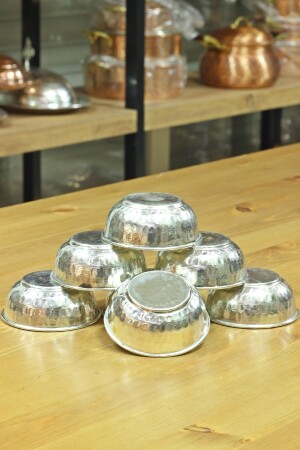 Set of 6 Copper Breakfast Sauce Bowls Jam Bowl Snacks Bowl Pewter grbkrçrzklyçkr12 - GÜR BAKIR