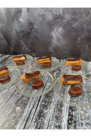 Set of 6 Crystal Glass Gilded Cake Dessert Serving Plate Presentation Bowl yz. sweettabak - YzHome
