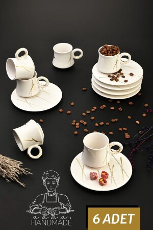 Set of 6 Cups with White Round Serving Plate ars104 - Arsim Home