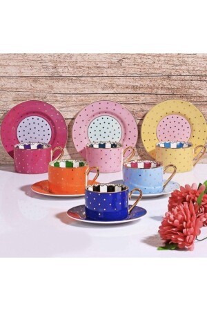 Set of 6 Elite Polka Dot Coffee Cups Fnc-07 FNC07-ROSSEL - Rossel Premium