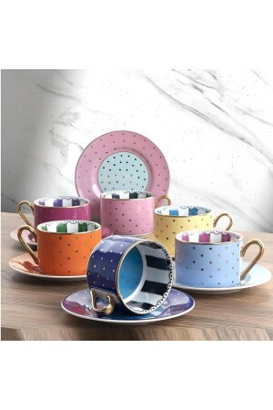 Set of 6 Elite Polka Dot Coffee Cups POR-101394-SET - Rossel Premium