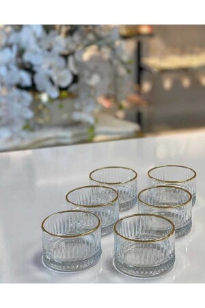 Set of 6 Elysia Gold Gilded - Elysia Gold 235 Cc Small Bowl - Small Snack Bowl - Presentation Bowl-s - Paşabahçe