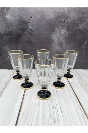 Set of 6 Flutes Gilded Coffee Water Glass Goblet Mug Bardak yz. flutegilt - YzHome