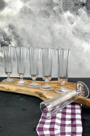 Set of 6 Flutes with Coffee and Water Glasses, Tall Flute with Foot - YzHome