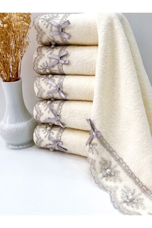 Set of 6 Laced Bow Velvet Kitchen Towels 30x50 - Ayhanhome