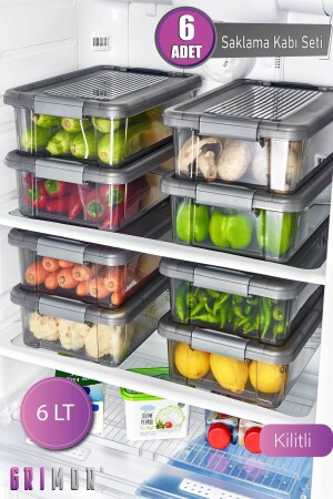 Set of 6 Lockable Jumbo Size Storage Containers 6 Lt. GM00316 - GRİMOR Life
