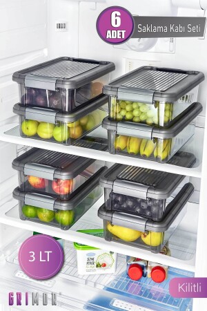 Set of 6 Lockable Large Size Storage Containers 3 Lt. GM00316 - GRİMOR Life
