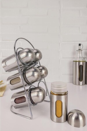 Set of 6 Metal Spice Jars with Stand – Cam-433 C320. 049 1033117. 0031 - Digithome