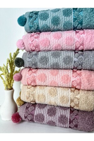 Set of 6 Pompom Jacquard Cotton 30x50 Kitchen Towels *PonPon* - AYHANHOME