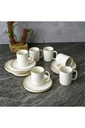 Set of 6 Porcelain Gilded Coffee Cups yz. thn92013 - YzHome