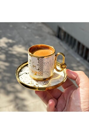 Set of 6 Porcelain Marble Coffee Cups - Onedekor