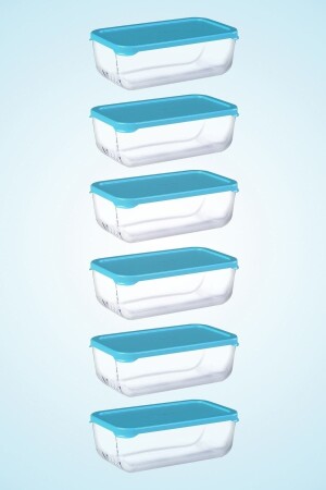 Set of 6 Snowbox Storage Containers 1200cc Blue with Lid PB6X53743-M - Paşabahçe