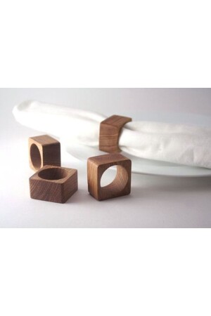 Set of 6 Square Wooden Napkin Rings - Napkin Ring - Tableware Set - Pogo Wood