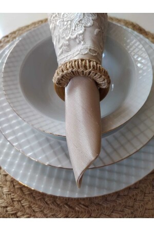 Set of 6 Vintage Macrame Wooden Napkin Rings Napkin Holder Napkin Ring Gift Dowry Holder - pekars