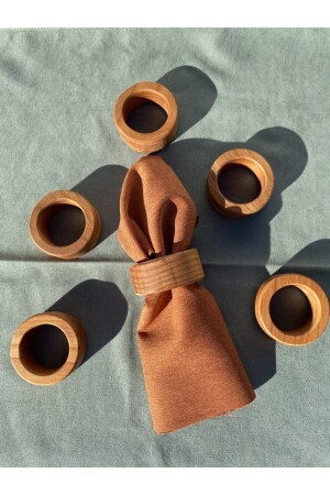 Set of 6 Wooden Napkin Rings - Kıdıman Ahşap