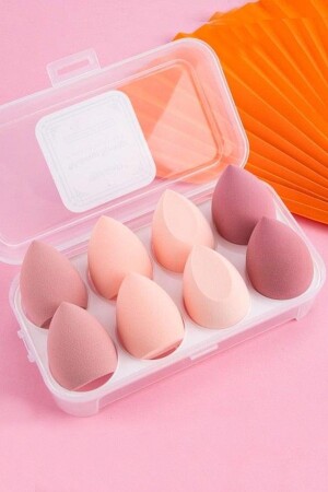 Set of 8 Pink Tones Boxed Makeup Sponges with Stand - H&E Luxury Design