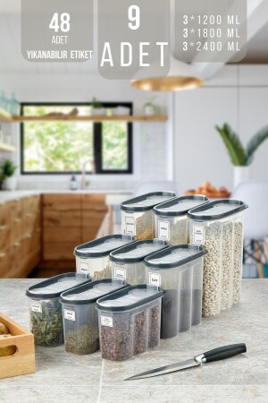 Set of 9 Food Storage Containers with Leakproof Lids 3 1200 ml 1700 ml 2400 ml Kmmsk 01 KMMSK-01 - King Mop