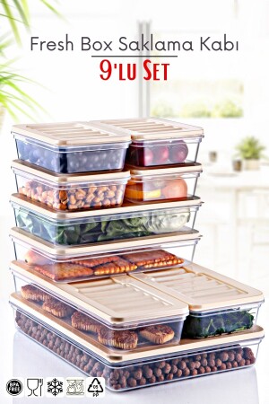 Set of 9 Freshbox Microwave and Freezer Suitable Storage Container Cream - Nandy Home