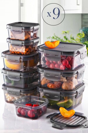 Set of 9 Fully Vacuum Locked Food Storage Containers - Airtight (400ml X 800ml X 1400ml) Leakproof MCH09271 - Kitchen Life