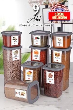 Set of 9 Square Food Storage Containers with Silicone Lids and Label x3(550ml-1200ml-1750 ml) Airtight TYC00520986217 - Kitchen Life