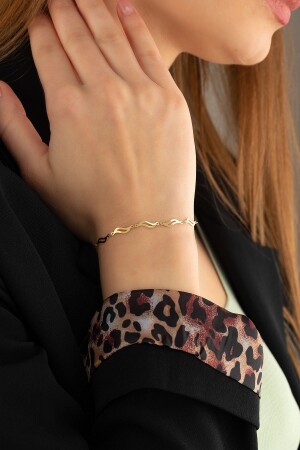 Set of Five Modern and Stylish Wave 14 Carat Gold Women's Bracelet - Gençtaş Kuyumculuk