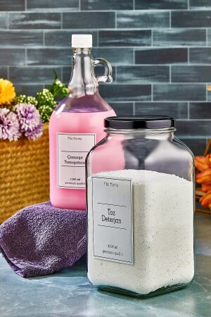 Set of Two 3000 ml Glass Detergent Jar And 1500 ml Gallon Softener Bottle FBZ-SFJ-5644 - FBZhome