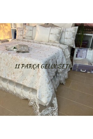 Sevdam 11 Piece Cream Dowry Bridal Set 100% Cotton ÇBSVDMGS - Çeyiz Bahçesi