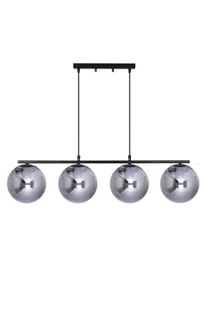 Sezar Living Room - Kitchen - Bedroom Modern Row of 4 Smoked Globe Glass Pendant Lamp Chandelier LA12000030 - Modavize