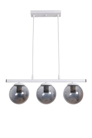 Sezar Modern Design Cafe - Kitchen - Living Room - Dining Table White Colored Smoked Glass 3-Piece Chandelier SZ392 - Fer Avize