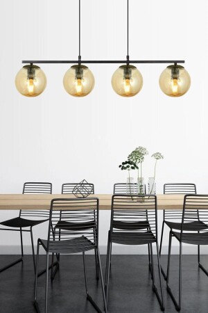 Sezar Wohnzimmer – Küche – Schlafzimmer, besonderes Design, moderne Reihe aus 4 Bal Glop-Glas-Pendellampen-Kronleuchtern, LA12000030 - Modavize