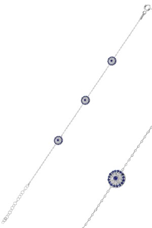 النموذج من النسائية من النسائية من العين الشريرة زيركون الحجر الفضية سوار SGTL9721 - Söğütlü Silver