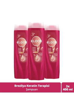 Shampoo Brazilian Keratin Therapy Hydrolyzed Keratin Marula Oil Vitamin E 400 ml X3 - Elidor