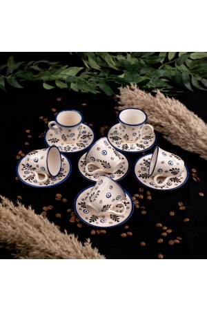 Sharp&Art Ceramic Set of 6 Evil Eye Series Hand-Embroidered Coffee Cups SS6NBKFT - sharpart