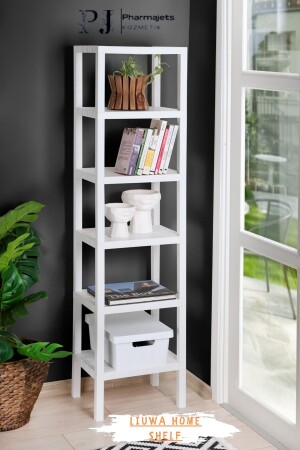 Shelf 6-Tier Organizer Shelf Unit White, Bookshelf, Bathroom, Kitchen Shelf. Shoe Rack, Organizer 6OMBGBYZ - LIUWA
