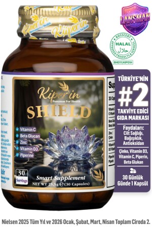 Shield | Güçlü Bağışıklık Desteği | Lipozomal C Vitamini, Beta Glukan, D Vitamini, Çinko | 30 Kapsül - Kiperin