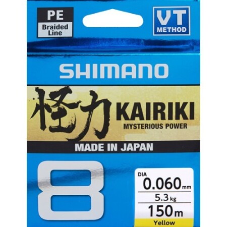 Shimano Kairiki 8 line, yellow, 150m, 0.20mm, 17.1kg - Shimano