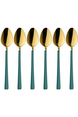 Shiny Gold Green Dessert Ice Cream Spoon 6 Pieces, Boxed Stainless Steel Breakfast Spoon Set Gift Shiny Gold Green Dessert Spoon 6 Pieces - Kitchen Design Lab