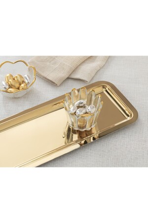 Shiny Metal Baton Tepsi 32x13 Cm Gold 10039525 - English Home