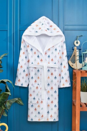 Ship Pattern Digital Printed Young Children's Bathrobe - Vevienhome